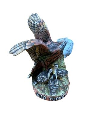 Vintage Wild Turkey Bourbon Decanter Austin Nichols #6 with Poults 1984 Empty